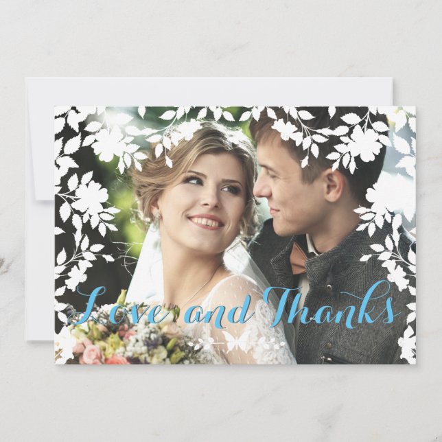 Romantic Flower Border | Wedding Thank You Card (Front)