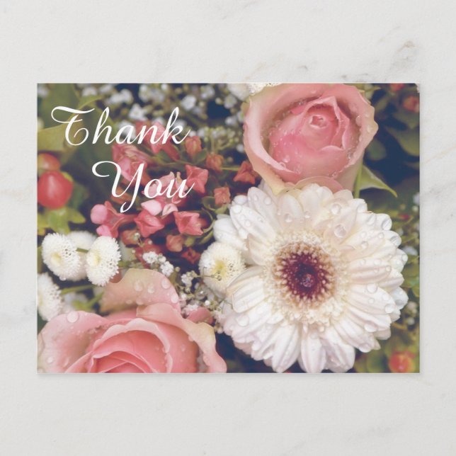 Romantic Flower Bouquet Thank You Postcard (Front)