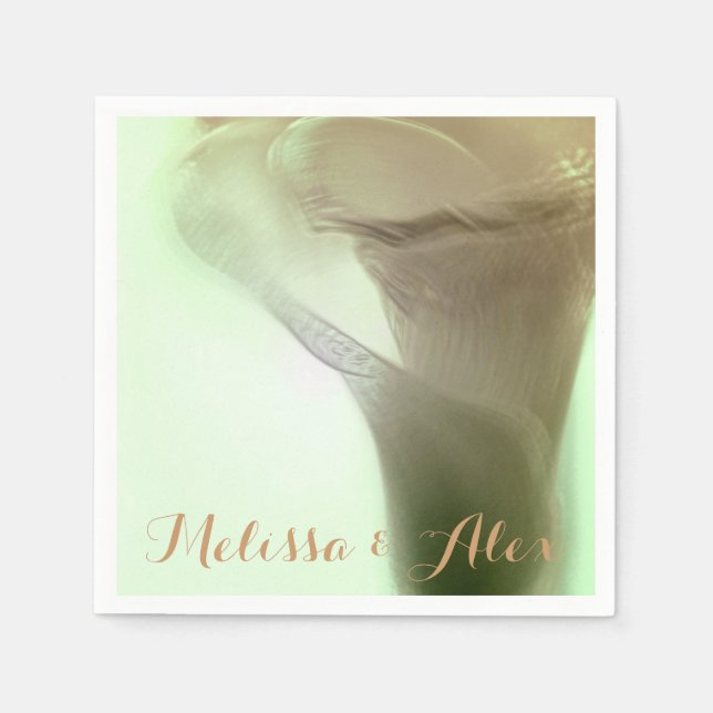 Romantic Flower Detail - Custom names Paper Napkins (Front)