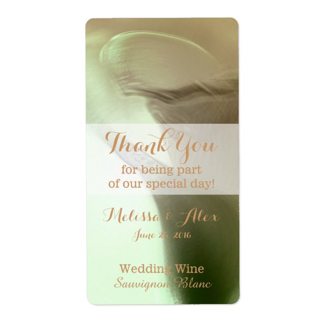 Romantic Flower Detail Wedding Wine Label (Front)
