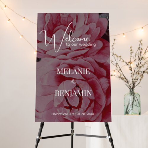 Romantic Flower Elegant Wedding Welcome Foam Board