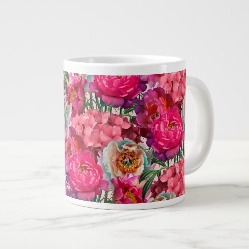 Romantic flower garden giant coffee mug