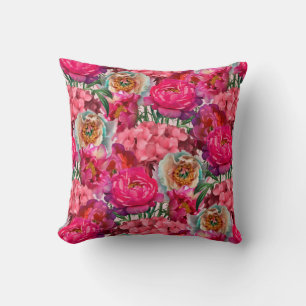 Romantic flower garden throw pillow