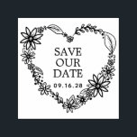 Romantic Flower Heart Wreath Save The Date Self-inking Stamp<br><div class="desc">Message me if you need assistance or have any special requests.</div>