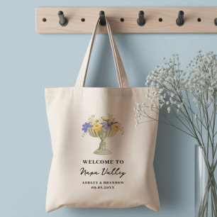 Romantic Flower Urn Hotel Wedding Welcome Tote Bag