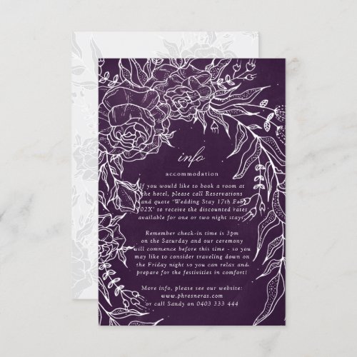Romantic Flower Wreath Purple Wedding Enclosure Card