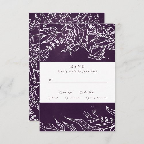 Romantic Flower Wreath Purple Wedding RSVP Card