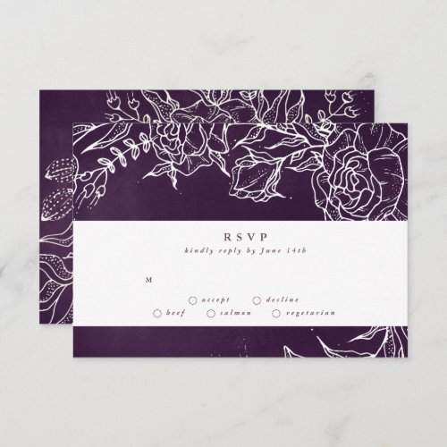Romantic Flower Wreath Purple Wedding RSVP Card