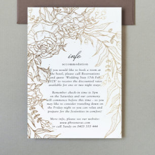 Romantic Flower Wreath White Black Emerald Gold Enclosure Card