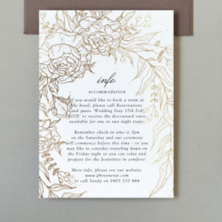 Romantic Flower Wreath White Black Emerald Gold Enclosure Card