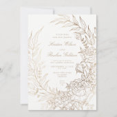 Romantic Flower Wreath White Wedding Invitation (Front)