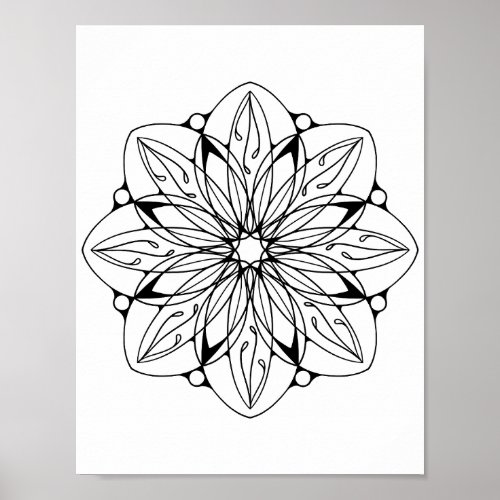 Romantic Flowers _ Advanced Coloring Page Poster