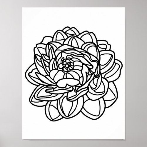 Romantic Flowers _ Advanced Coloring Page Poster