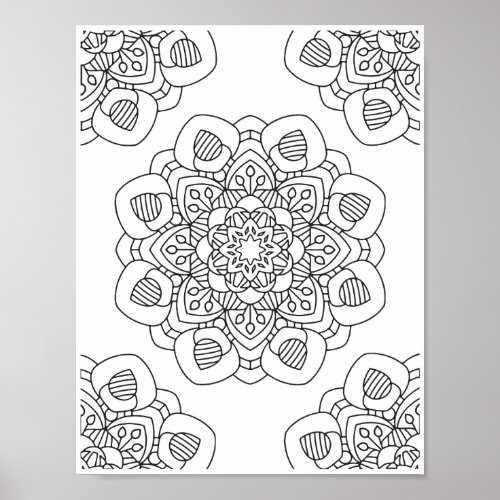 Romantic Flowers _ Advanced Coloring Page Poster