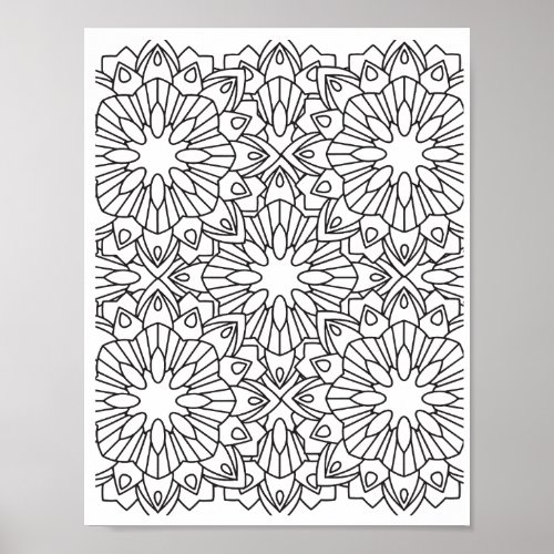 Romantic Flowers _ Advanced Coloring Page Poster