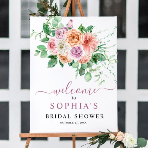 Romantic Flowers Bridal Shower Wellcome Sign 