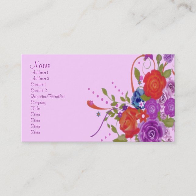Romantic Flowers Business Card (Front)