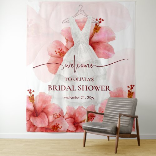 Romantic Flowers Dress Bridal Shower Welcome Tapestry