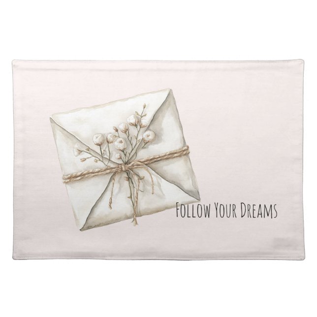 Romantic Flowers Envelope Dreams Cloth Placemat (Front)