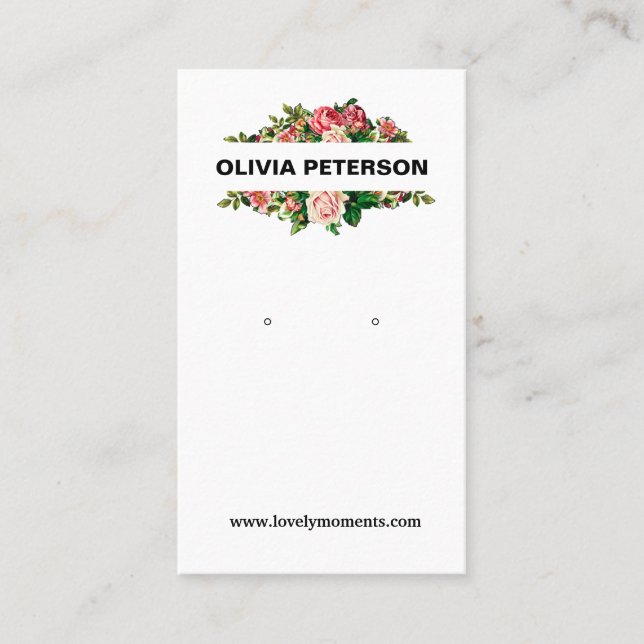 Romantic Flowers jewelry earring display card (Front)