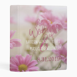 Romantic Flowers Mini Wedding Binder Pink Daisies