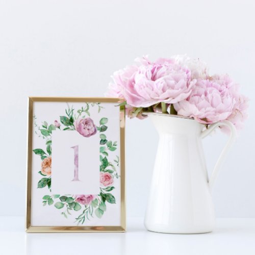 Romantic Flowers Table 1 Wedding Table Number