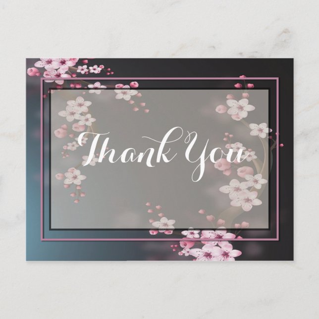 Romantic  Flowers  Thank you Postcard (Front)