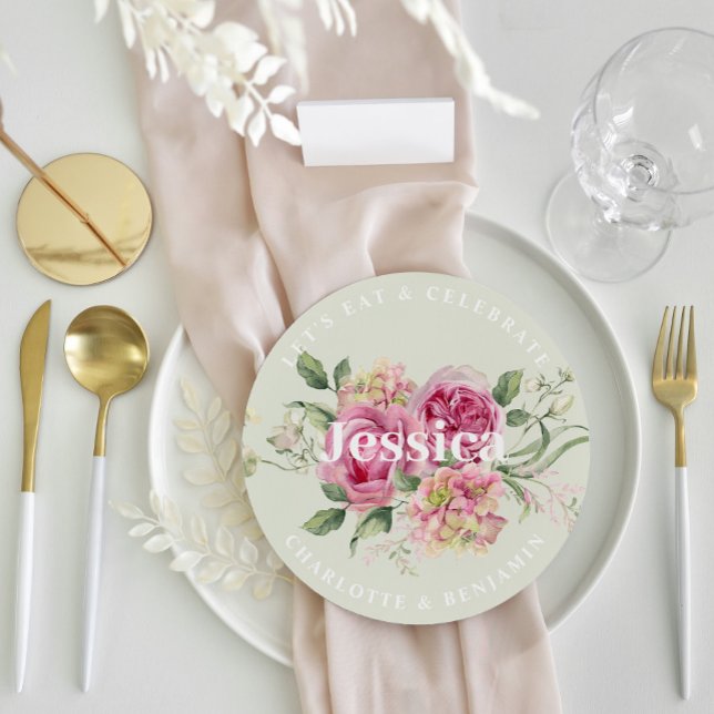 Romantic Flowers Wedding Guest Place Card and Menu (Romantic Flowers Wedding Guest Place Card and Menu)