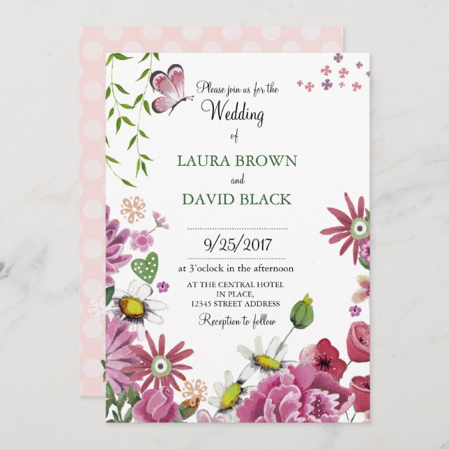Romantic Flowers | Wedding Invitation (Front/Back)