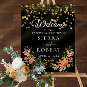 Romantic Flowery Elegant Wedding Welcome Sign