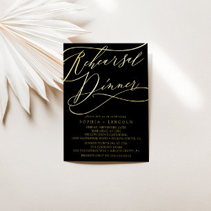 Romantic Foil Black Rehearsal Dinner Insert Card