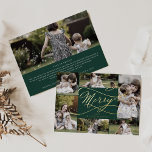 Romantic Foil | Green Merry 7 Photo Collage Foil Holiday Card<br><div class="desc">This romantic foil green merry 7 photo collage foil holiday card is the perfect simple holiday greeting. The modern classic design features fancy metallic pressed foil swirls and whimsical flourishes with gorgeous elegant hand lettered typography. Choose silver, gold or rose gold foil text on the front. Personalize the front of...</div>