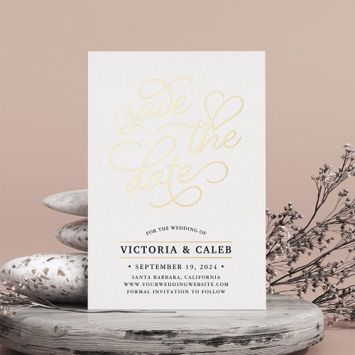 Romantic Foil Typography Save the Date Card