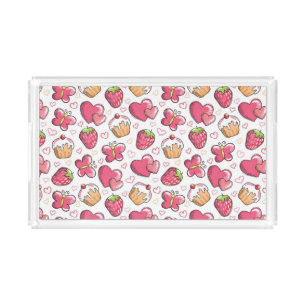 romantic food pattern acrylic tray