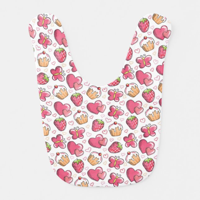 romantic food pattern baby bib (Front)