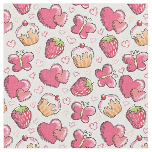 romantic food pattern fabric