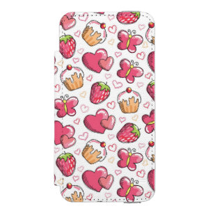 romantic food pattern wallet case for iPhone SE/5/5s