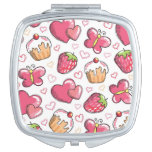 romantic food pattern makeup mirror