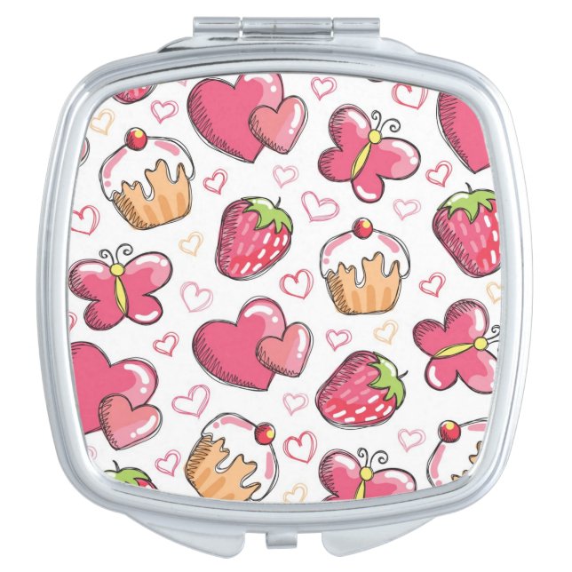 romantic food pattern makeup mirror (Front)