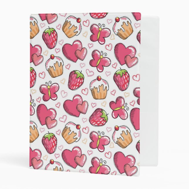romantic food pattern mini binder (Front/Inside)
