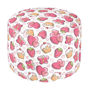 romantic food pattern pouf