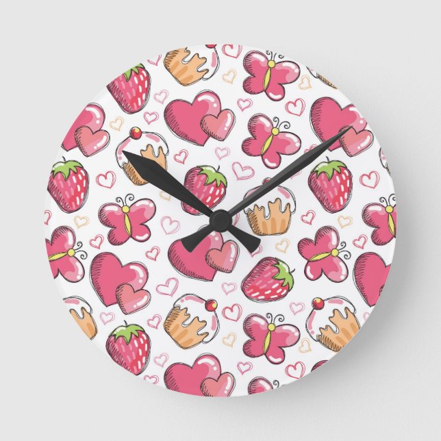 romantic food pattern round clock (Front)