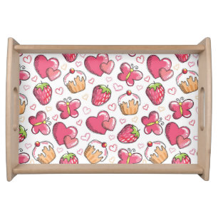 romantic food pattern serving tray