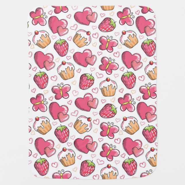 romantic food pattern stroller blanket (Front)