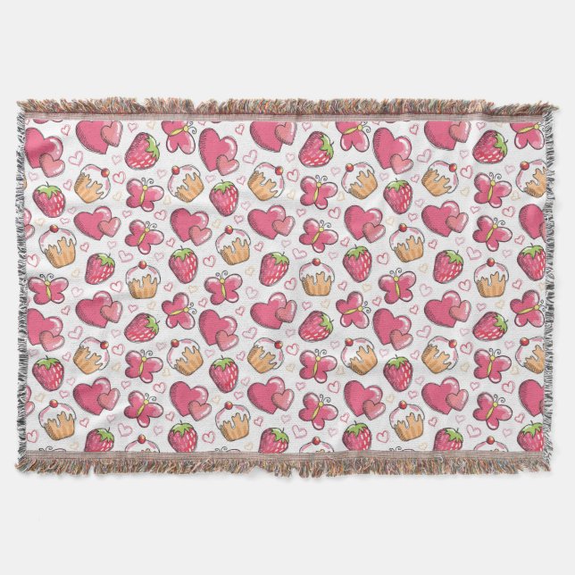 romantic food pattern throw blanket (Front)
