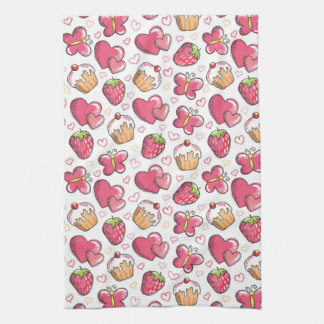 romantic food pattern towel