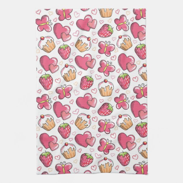 romantic food pattern towel (Vertical)