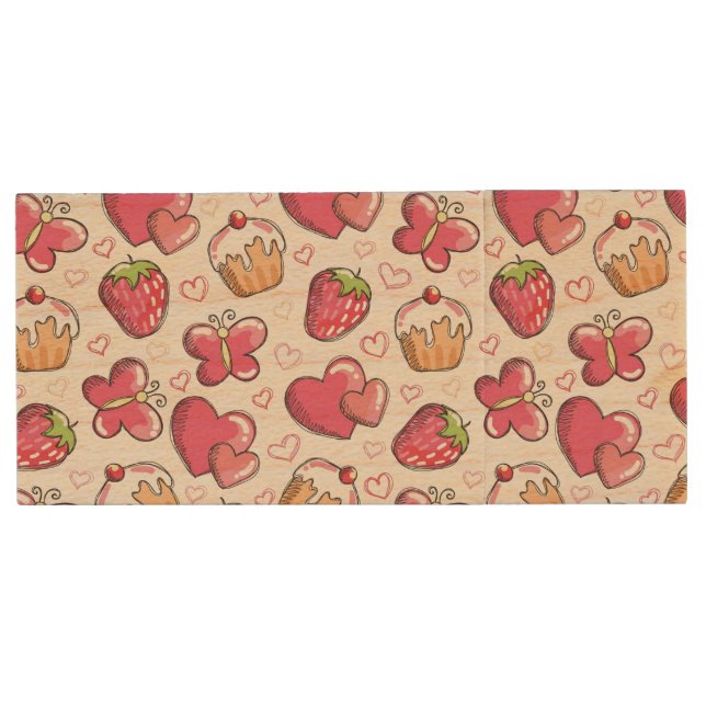 romantic food pattern wood USB flash drive (Front)