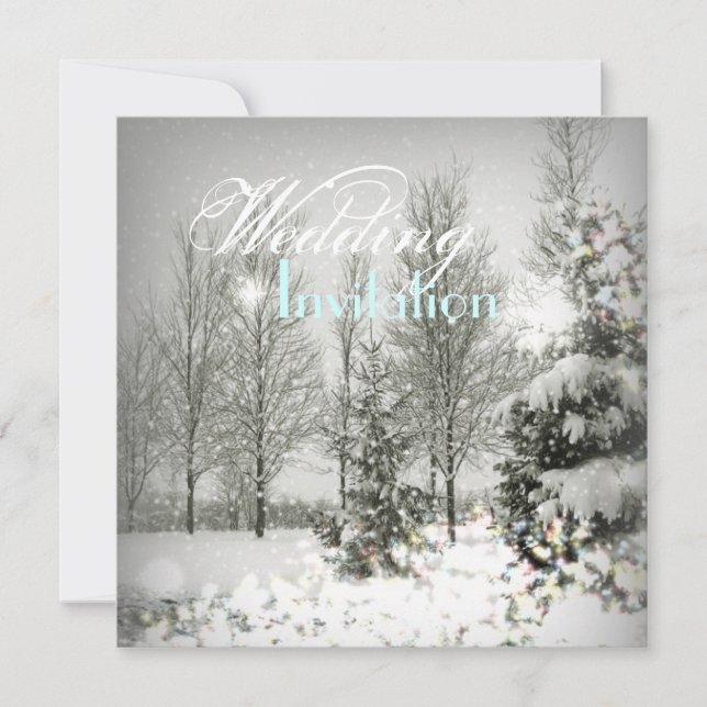 Romantic Forest Christmas trees Winter Wedding Invitation (Front)