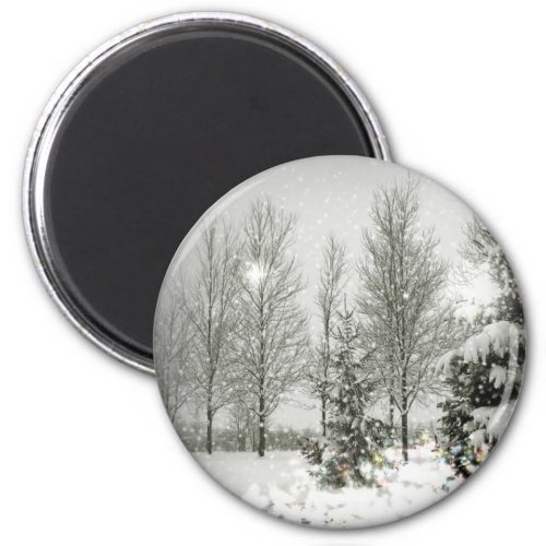 Romantic Forest Christmas trees Winter Wedding Magnet